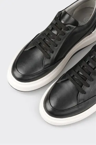 Black Leather Men's Sneakers - 5