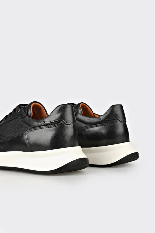 Black Leather Men's Sneakers - 5