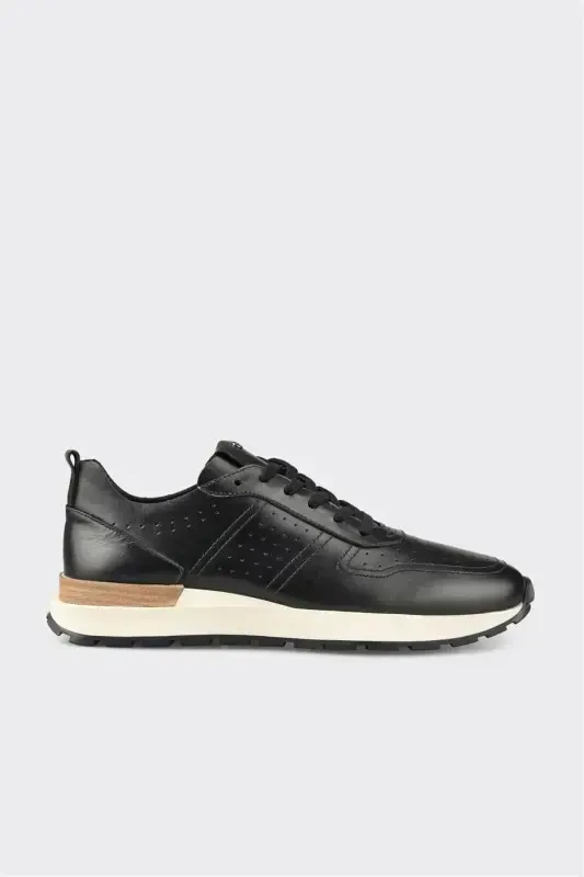 Black Leather Men's Sneakers - ELLE
