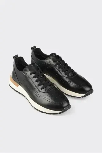 Black Leather Men's Sneakers - ELLE (1)