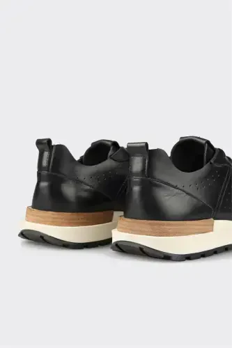 Black Leather Men's Sneakers - 5