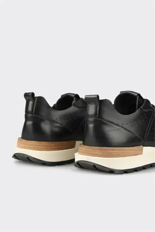 Black Leather Men's Sneakers - 5