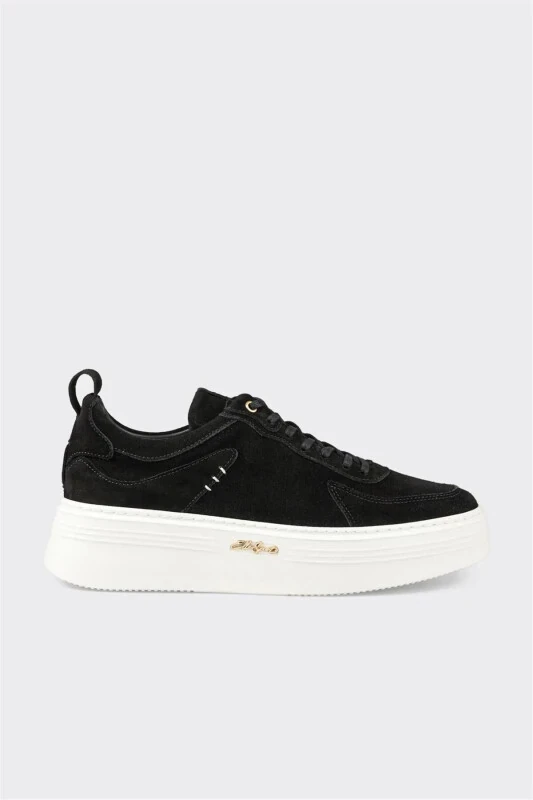 Black Leather Men's Sneakers - 1