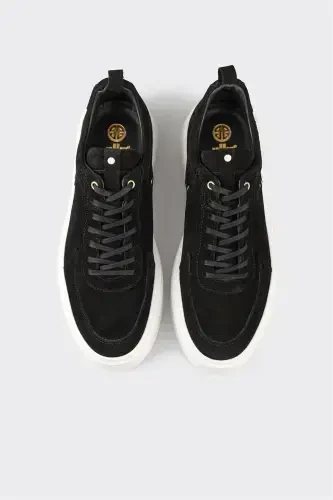 Black Leather Men's Sneakers - 4