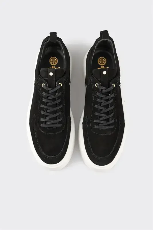 Black Leather Men's Sneakers - 4