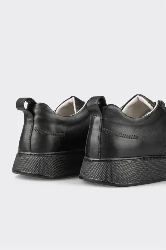 Black Leather Men's Sneakers - 5