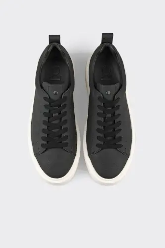 Black Leather Men's Sneakers - 4
