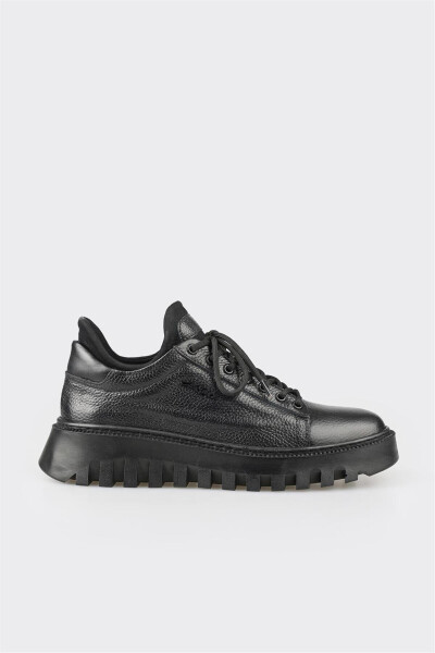 Black Leather Men's Sneakers - ELLE SHOES