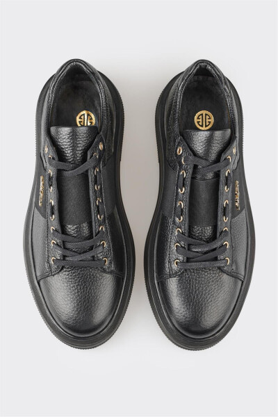 Black Leather Men's Sneakers - 4