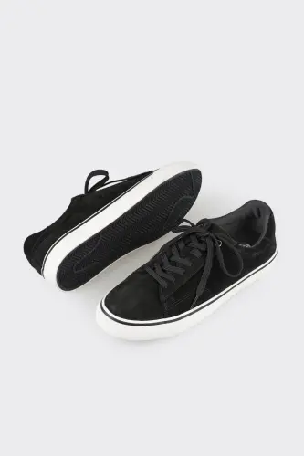 Black Leather Men's Sneakers - 3