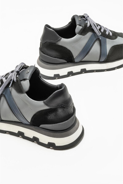 Black Leather Men's Sneakers - 4