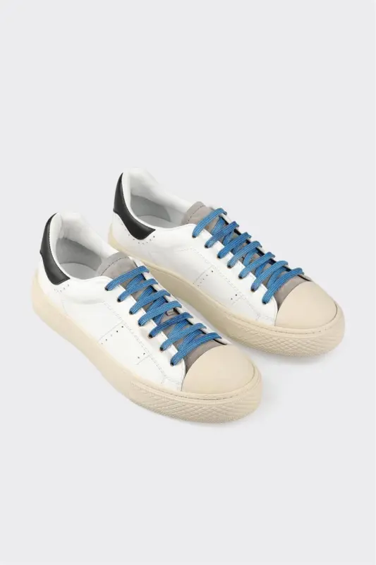 Black Leather Men's Sneakers-Black - 2