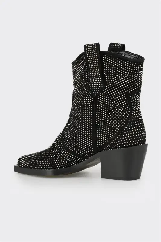 Black Leather Women Boot - 3