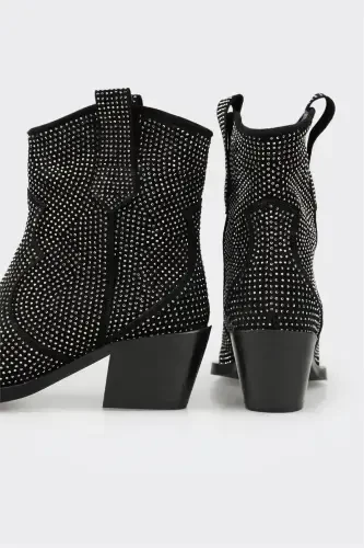 Black Leather Women Boot - 4