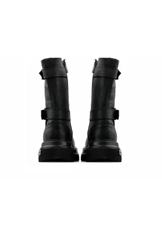 Black Leather Women Boot Bootie MEDICAL SOLE GENUINE LEATHER MOST PREFERRED MODEL-black Sahara - 2