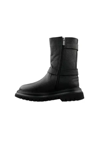 Black Leather Women Boot Bootie MEDICAL SOLE GENUINE LEATHER MOST PREFERRED MODEL-black Sahara - 5