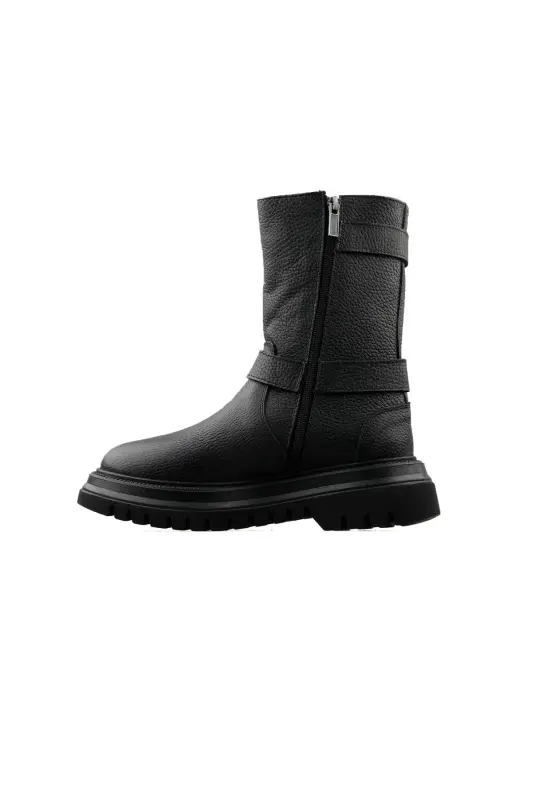 Black Leather Women Boot Bootie MEDICAL SOLE GENUINE LEATHER MOST PREFERRED MODEL-black Sahara - 5