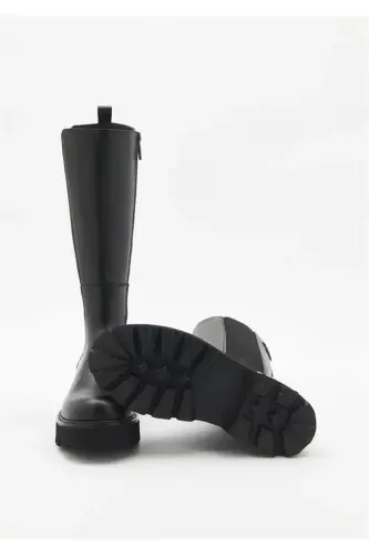 Black Leather Women Boot Bootie MEDICAL SOLE GENUINE LEATHER MOST PREFERRED MODEL-black spıez - 3