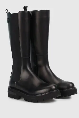 Black Leather Women Boot Bootie MEDICAL SOLE GENUINE LEATHER MOST PREFERRED MODEL-black spıez - 5
