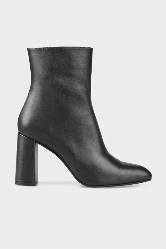 Black Leather Women High Heel Boot - 1