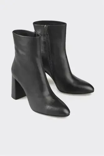 Black Leather Women High Heel Boot - ELLE (1)