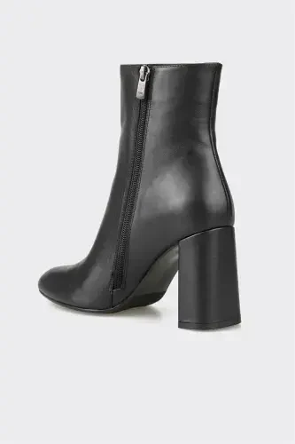 Black Leather Women High Heel Boot - 3