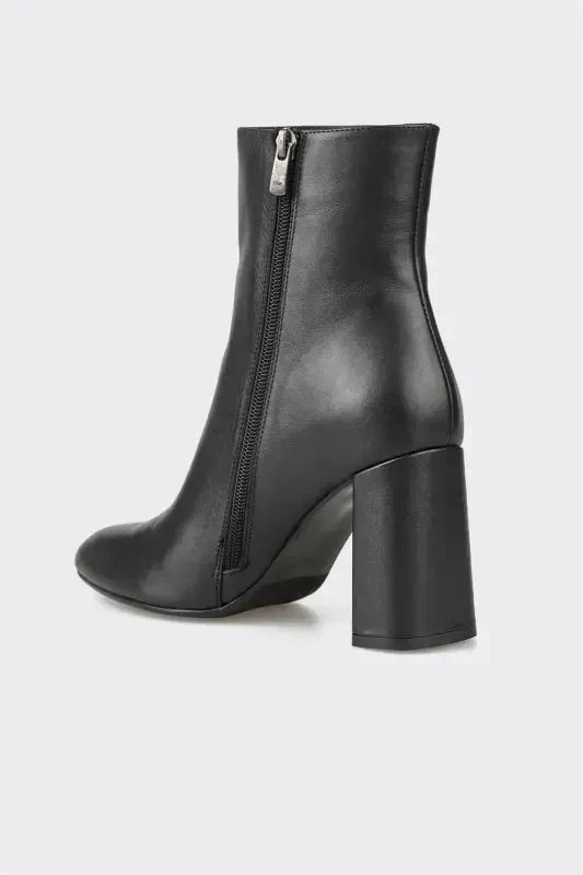 Black Leather Women High Heel Boot - 3