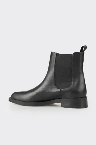 Black Leather Women's Ankle Boot - 3