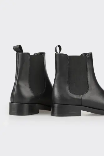 Black Leather Women's Ankle Boot - 4