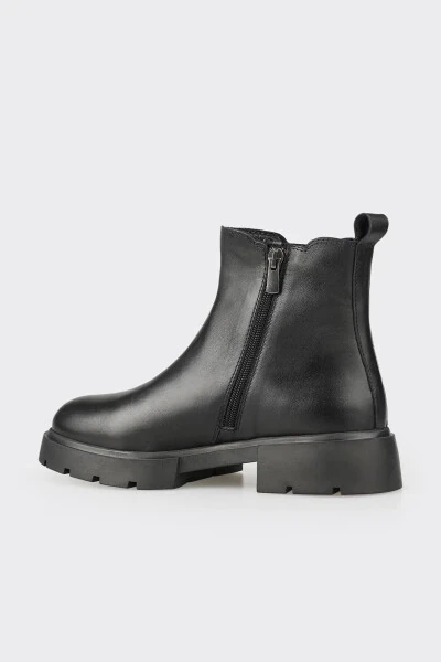 Black Leather Women's Ankle Boot - 3