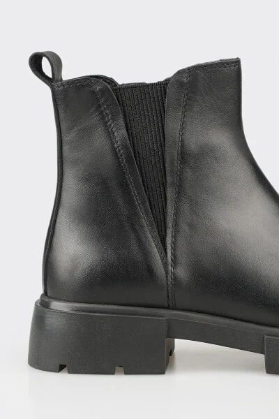 Black Leather Women's Ankle Boot - 4