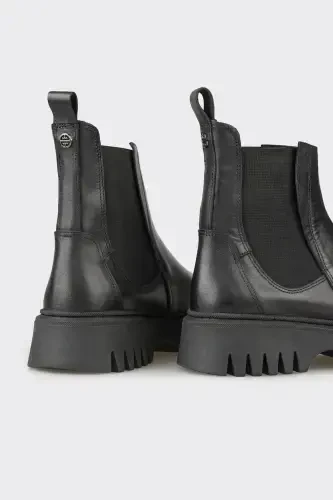 Black Leather Women's Ankle Boot - 4