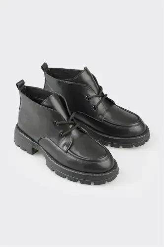 Black Leather Women's Ankle Boots - ELLE (1)