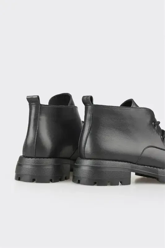 Black Leather Women's Ankle Boots - 4