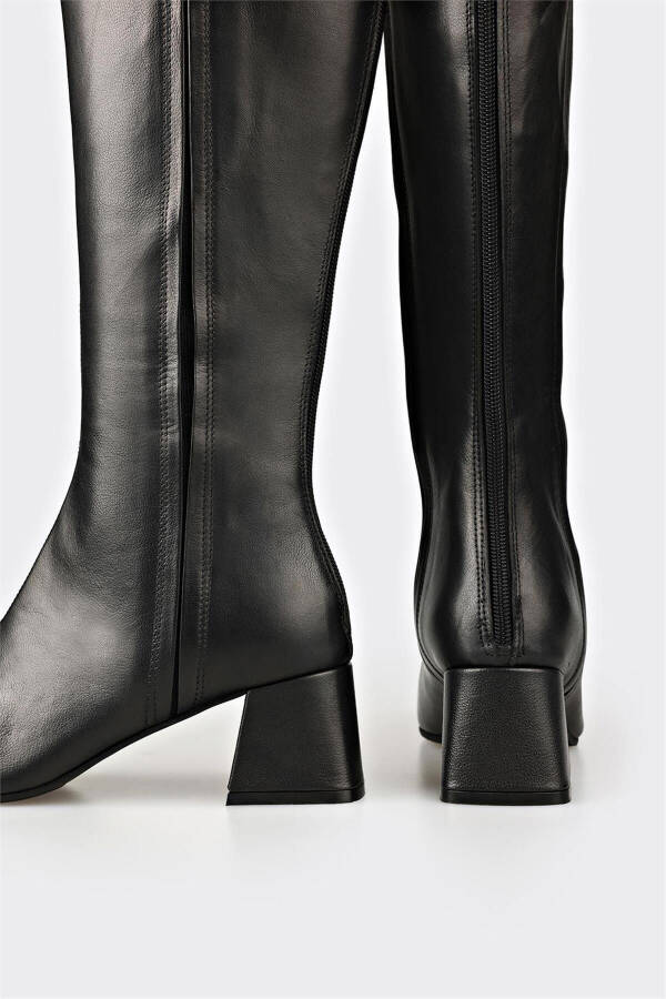 Black leather women's boots - 4