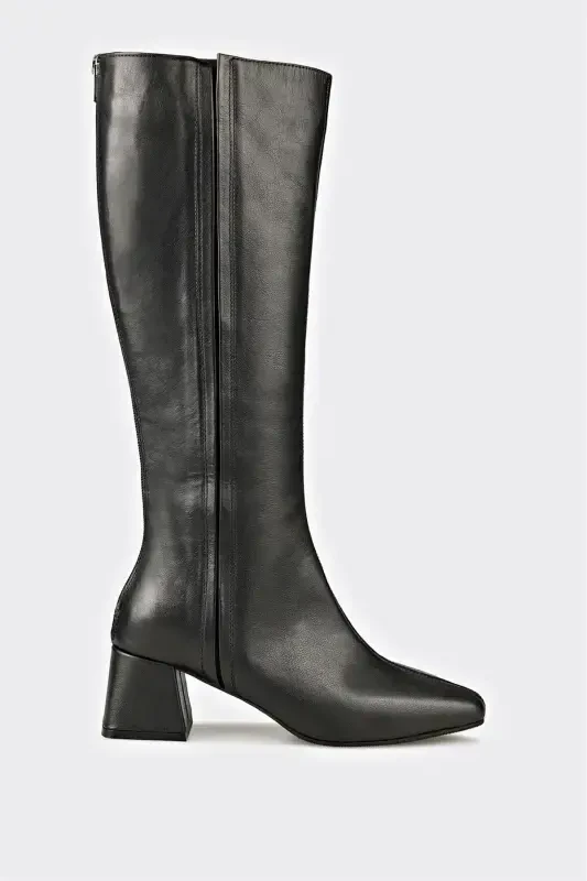 Black leather women's boots - ELLE