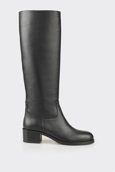 Black leather women's boots - 1