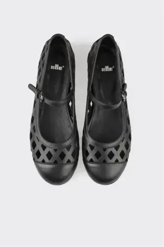 Black Leather Women's Casual Shoes - 4