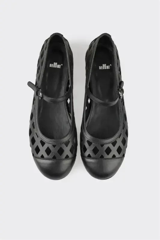 Black Leather Women's Casual Shoes - 4