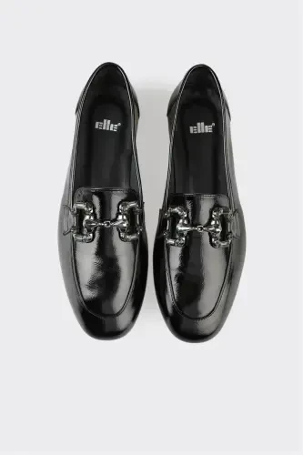 Black Leather Women's Casual Shoes - 5