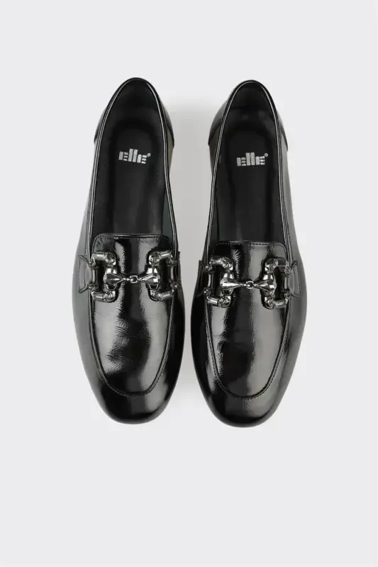 Black Leather Women's Casual Shoes - 5