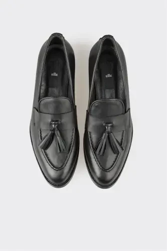 Black Leather Women's Casual Shoes - 3