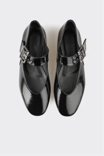 Black Leather Women's Casual Shoes - 4