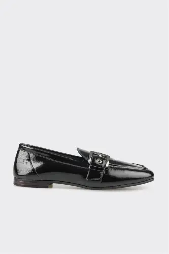 Black Leather Women's Casual Shoes - ELLE SHOES (1)