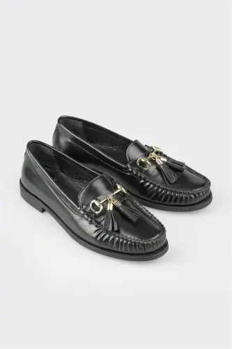 Black Leather Women's Casual Shoes - ELLE (1)