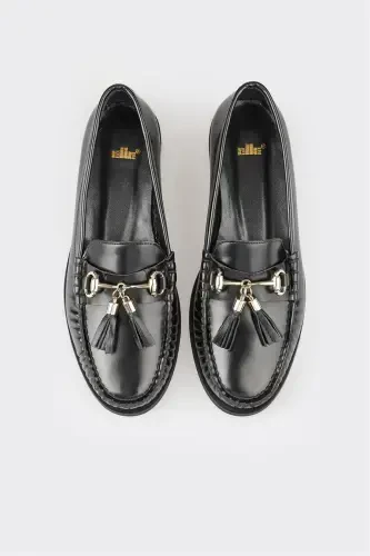 Black Leather Women's Casual Shoes - 4