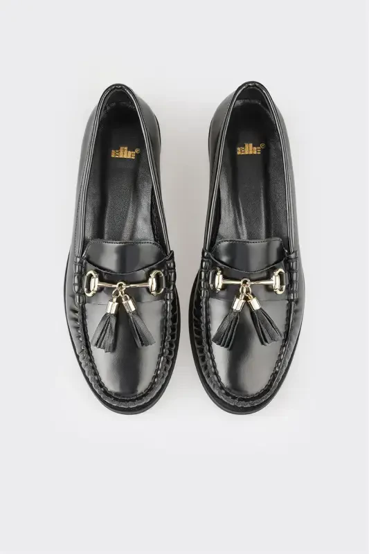 Black Leather Women's Casual Shoes - 4