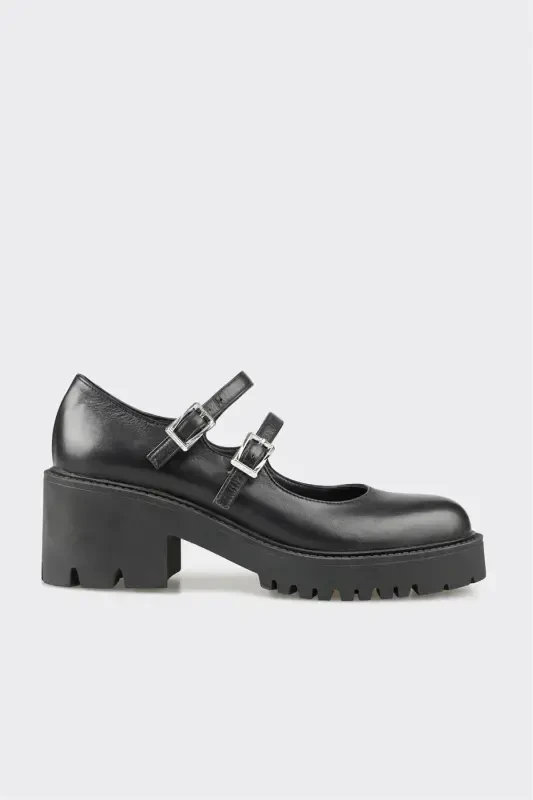 Black Leather Women's Casual Shoes - ELLE