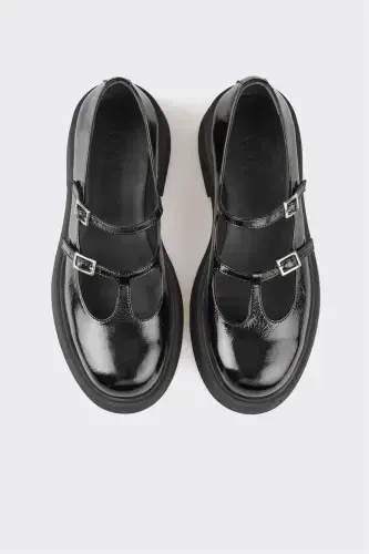 Black Leather Women's Casual Shoes - 4