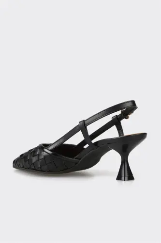 Black Leather Women's Casual Shoes - 3